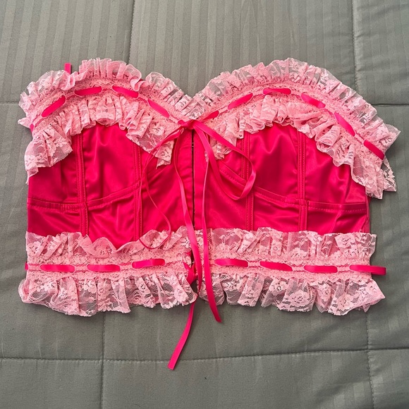 Dolls Kill Tops - Dolls Kill Pink Lolita Corset Top